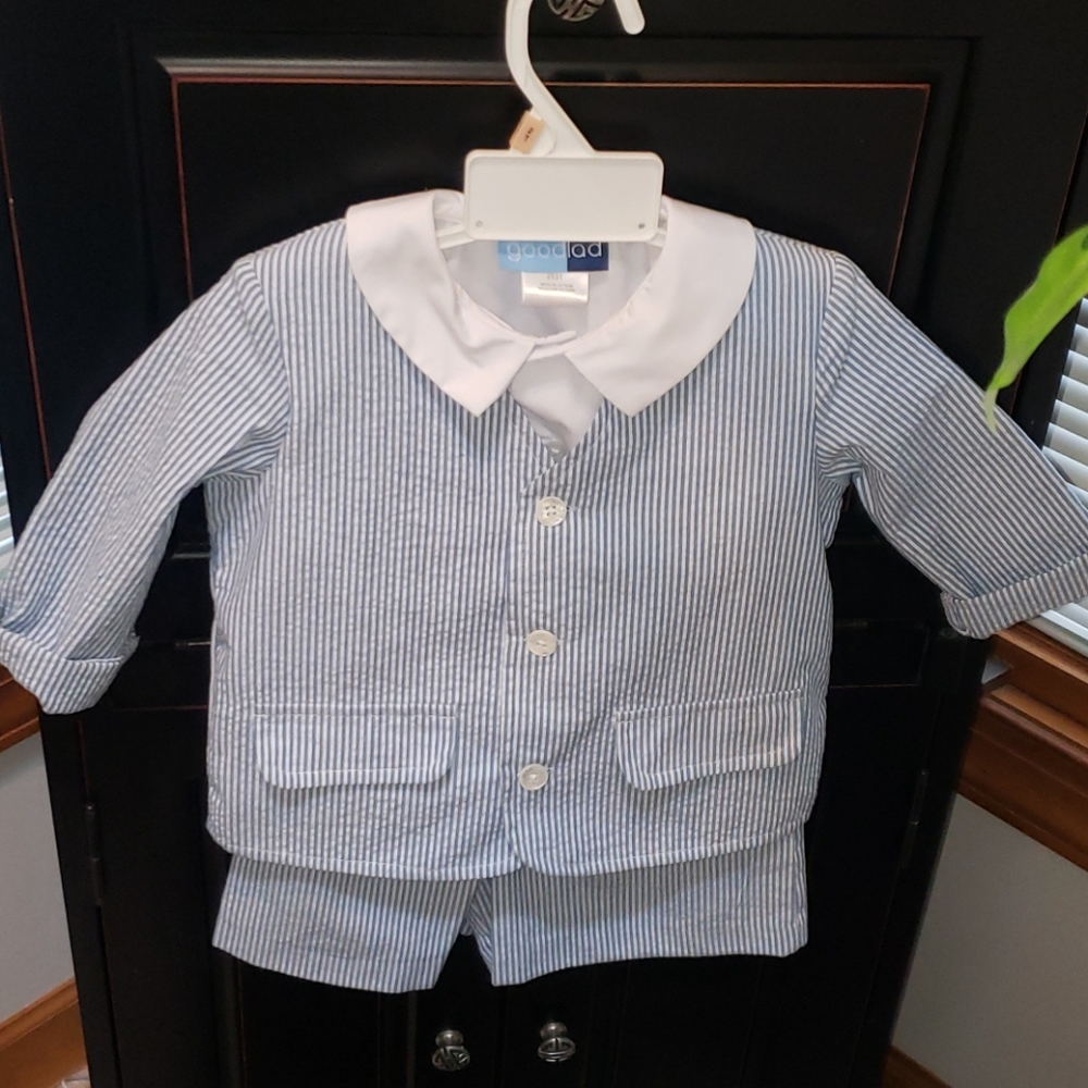 Goodlad Boys Seersucker Striped Suit w Bla